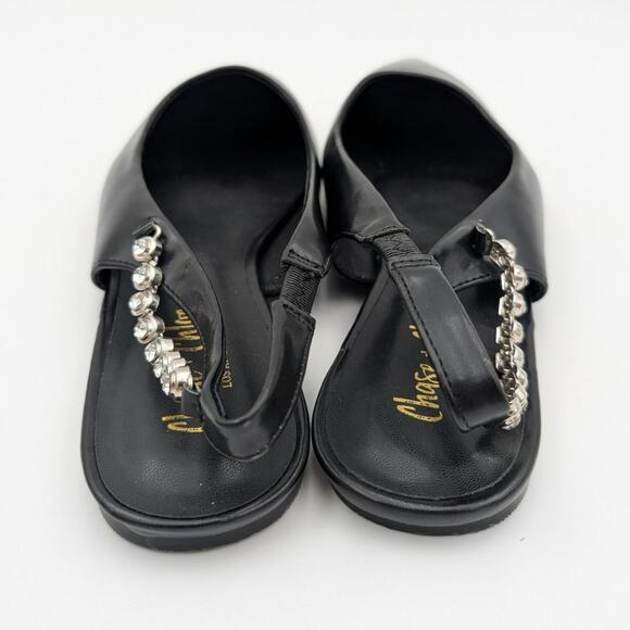 Chase & Chloe Rhinestone Slingback Flat Pointed Toe Women's Black Size US9 - Picture 5 of 13